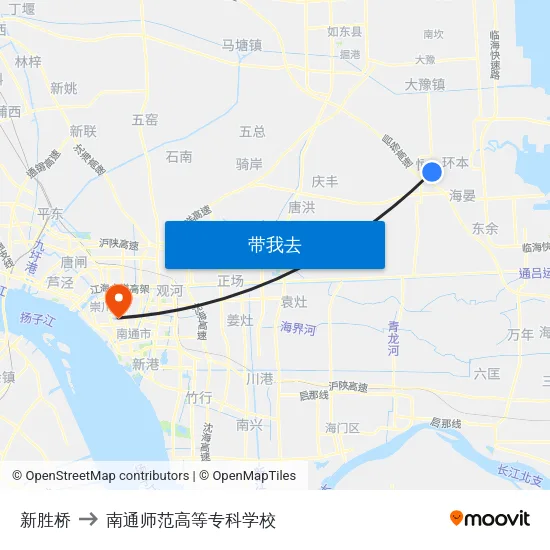 新胜桥 to 南通师范高等专科学校 map