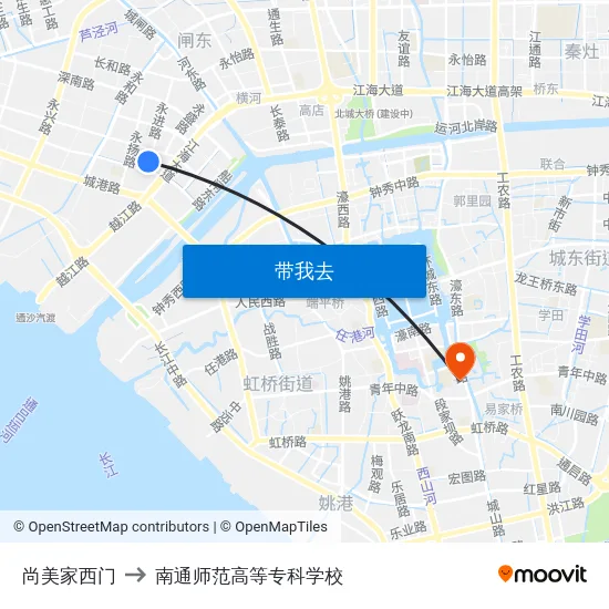 尚美家西门 to 南通师范高等专科学校 map
