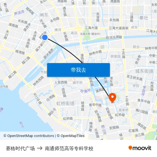 赛格时代广场 to 南通师范高等专科学校 map
