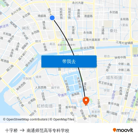 十字桥 to 南通师范高等专科学校 map