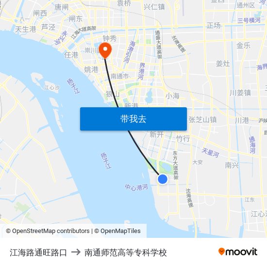 江海路通旺路口 to 南通师范高等专科学校 map