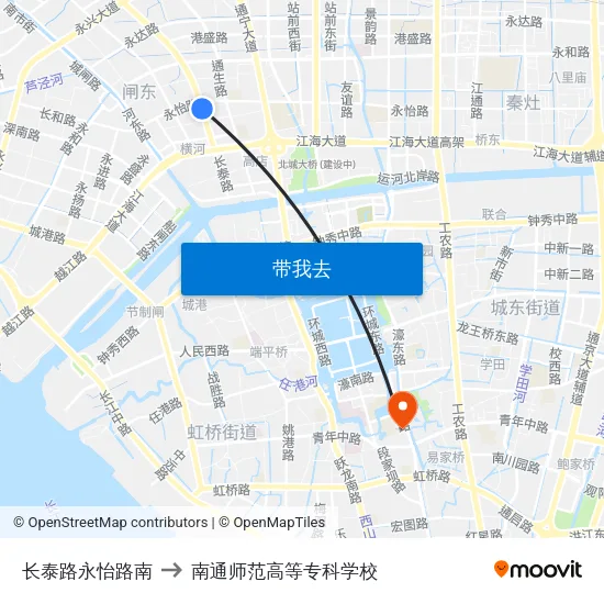 长泰路永怡路南 to 南通师范高等专科学校 map