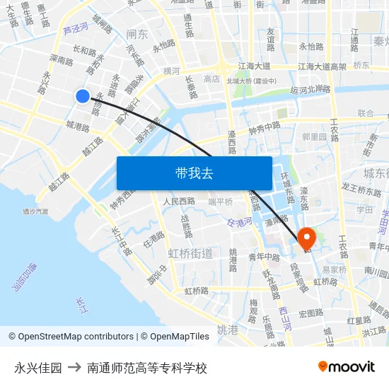永兴佳园 to 南通师范高等专科学校 map