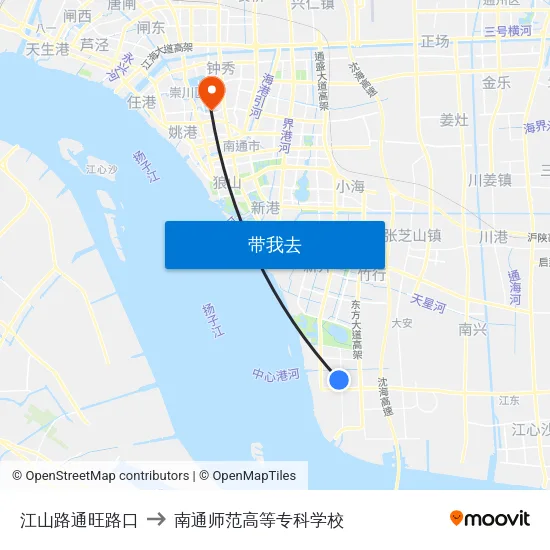 江山路通旺路口 to 南通师范高等专科学校 map