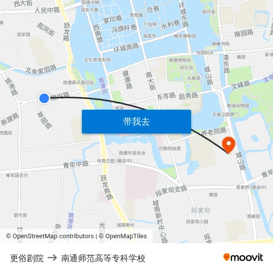 更俗剧院 to 南通师范高等专科学校 map