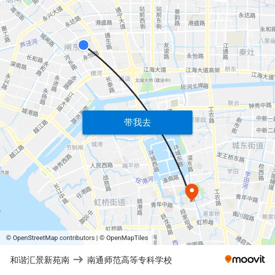 和谐汇景新苑南 to 南通师范高等专科学校 map