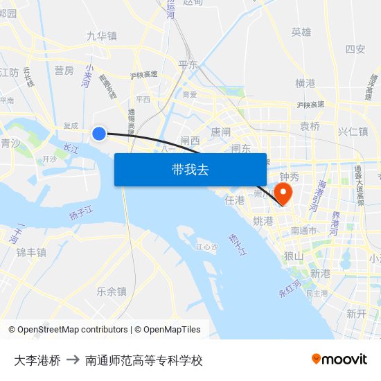 大李港桥 to 南通师范高等专科学校 map