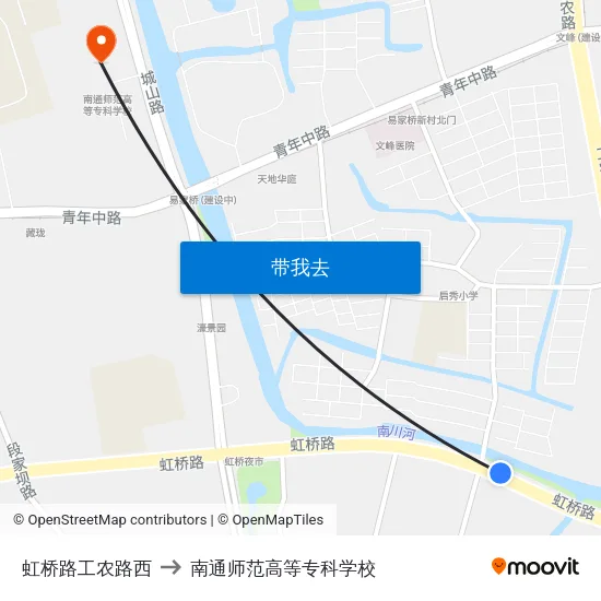 虹桥路工农路西 to 南通师范高等专科学校 map