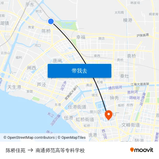 陈桥佳苑 to 南通师范高等专科学校 map