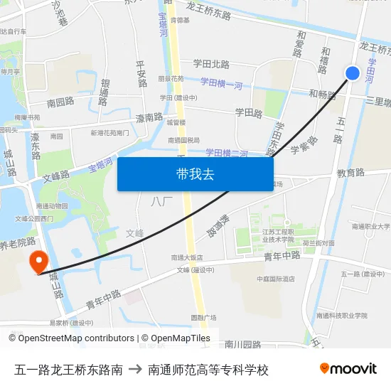 五一路龙王桥东路南 to 南通师范高等专科学校 map