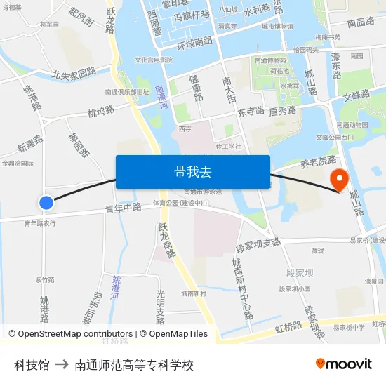 科技馆 to 南通师范高等专科学校 map