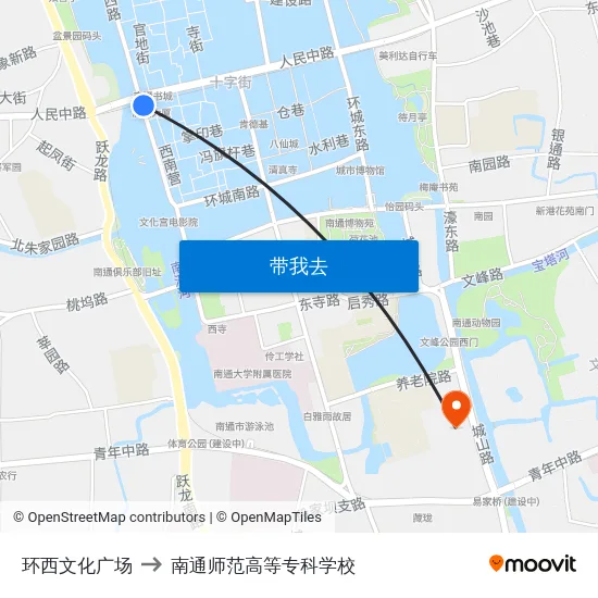 环西文化广场 to 南通师范高等专科学校 map