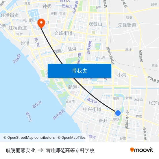 航院丽馨实业 to 南通师范高等专科学校 map