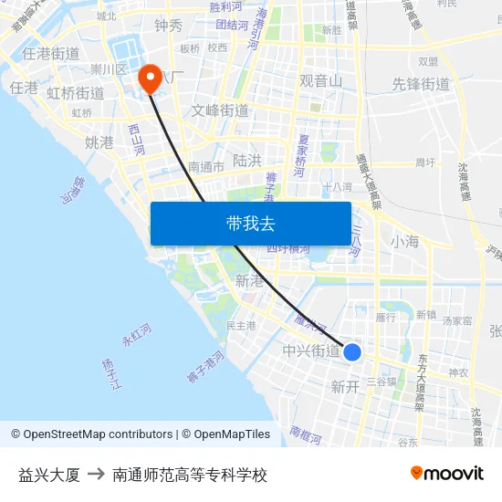 益兴大厦 to 南通师范高等专科学校 map