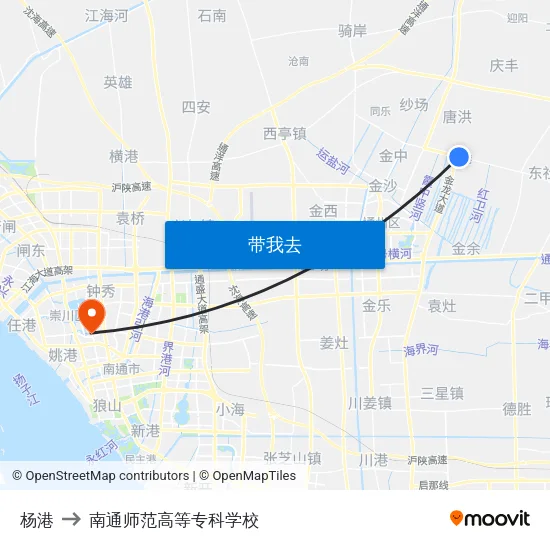杨港 to 南通师范高等专科学校 map