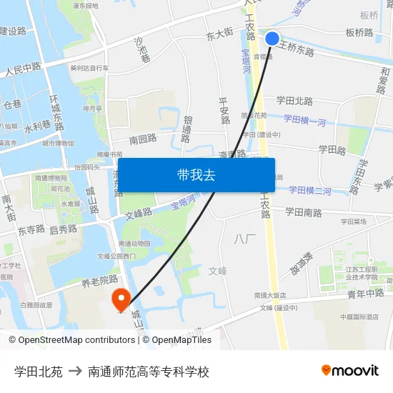 学田北苑 to 南通师范高等专科学校 map