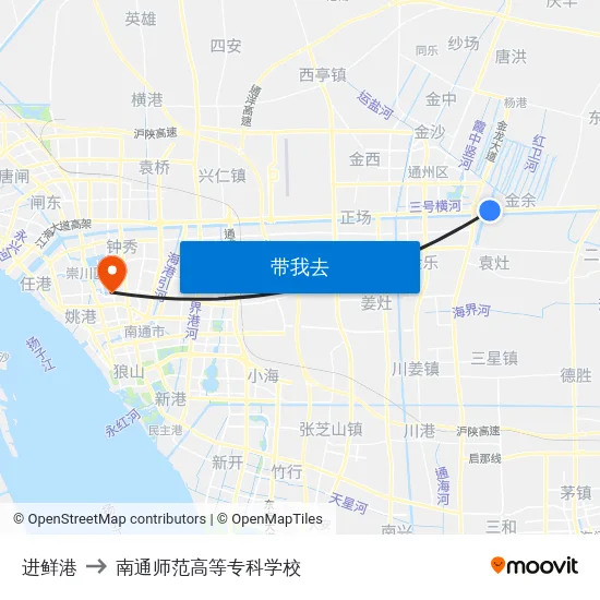 进鲜港 to 南通师范高等专科学校 map