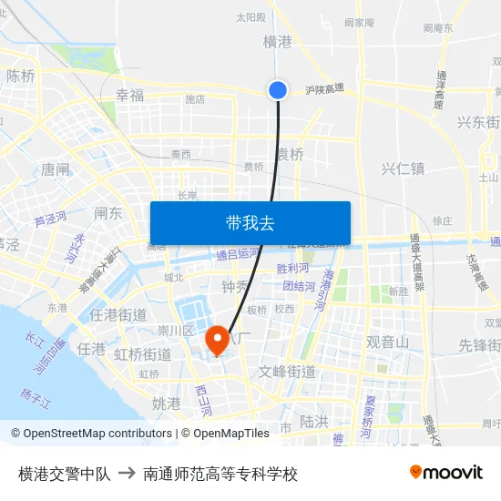 横港交警中队 to 南通师范高等专科学校 map