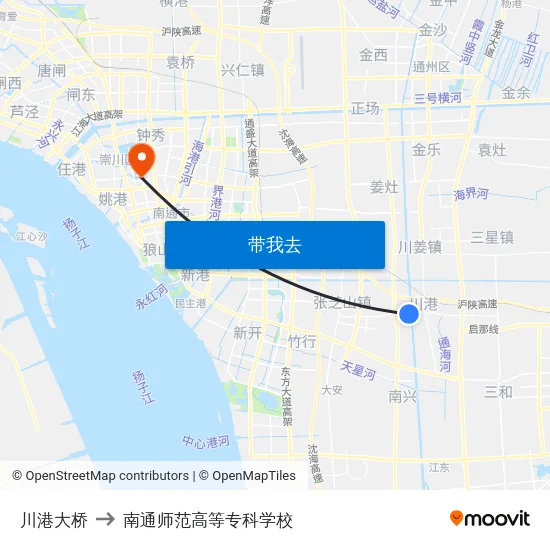 川港大桥 to 南通师范高等专科学校 map