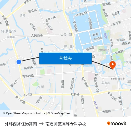 外环西路任港路南 to 南通师范高等专科学校 map