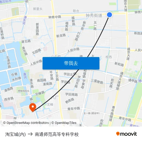 淘宝城(内) to 南通师范高等专科学校 map