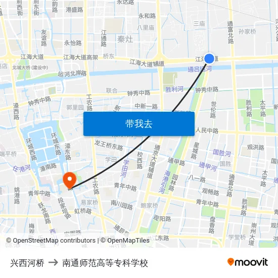 兴西河桥 to 南通师范高等专科学校 map