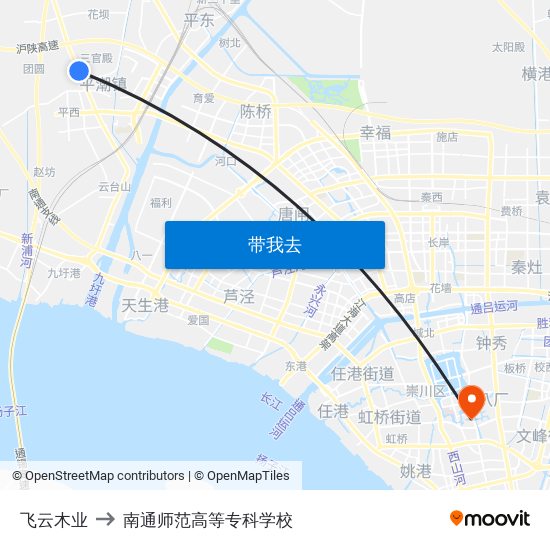 飞云木业 to 南通师范高等专科学校 map