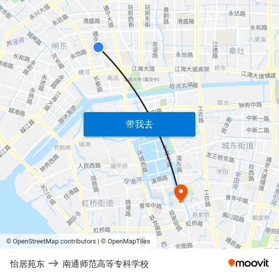 怡居苑东 to 南通师范高等专科学校 map