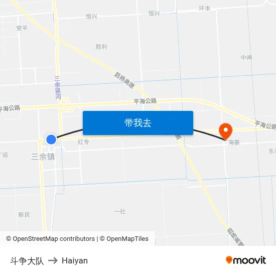 斗争大队 to Haiyan map