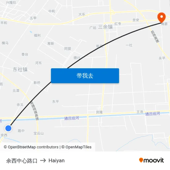 余西中心路口 to Haiyan map