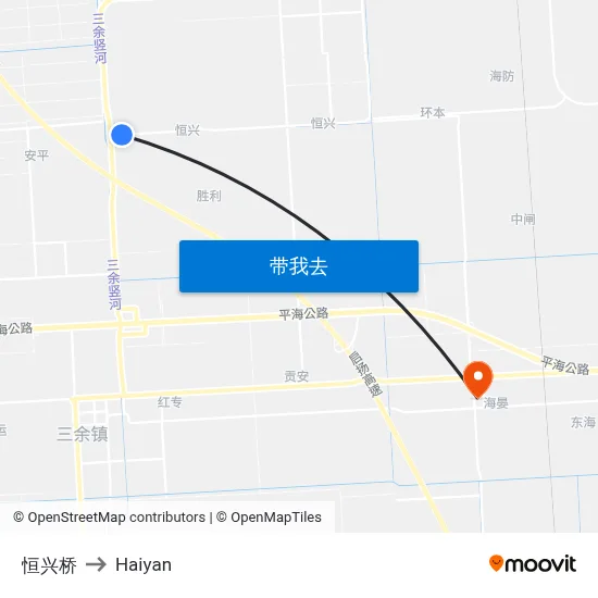 恒兴桥 to Haiyan map