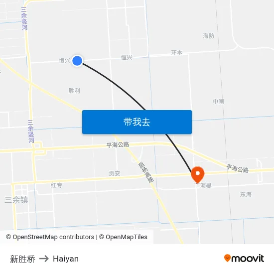 新胜桥 to Haiyan map