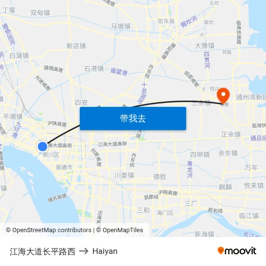 江海大道长平路西 to Haiyan map