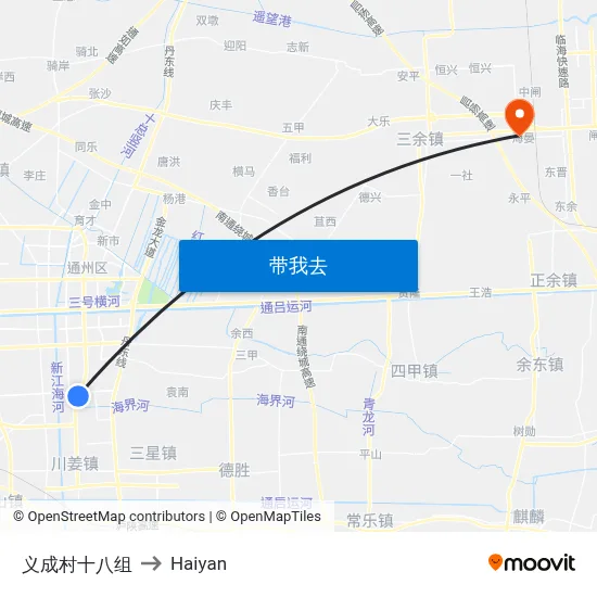 义成村十八组 to Haiyan map