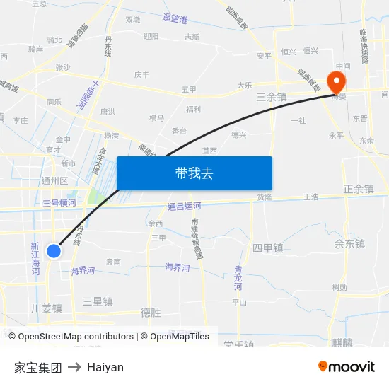 家宝集团 to Haiyan map