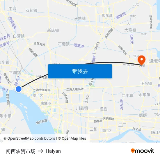 闸西农贸市场 to Haiyan map