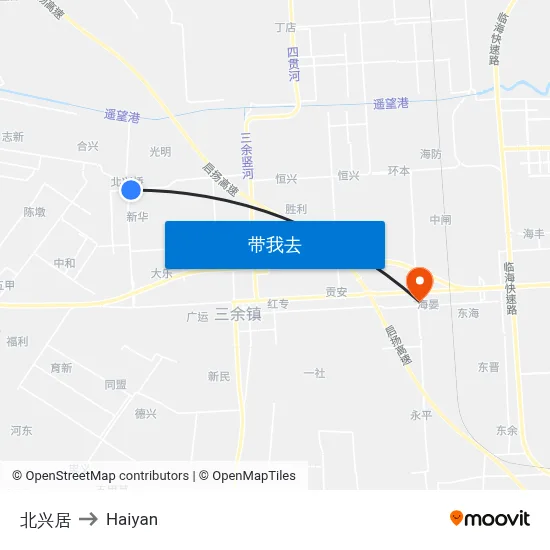 北兴居 to Haiyan map
