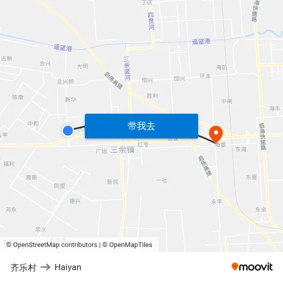 齐乐村 to Haiyan map