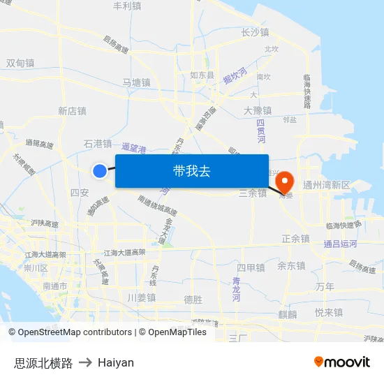 思源北横路 to Haiyan map