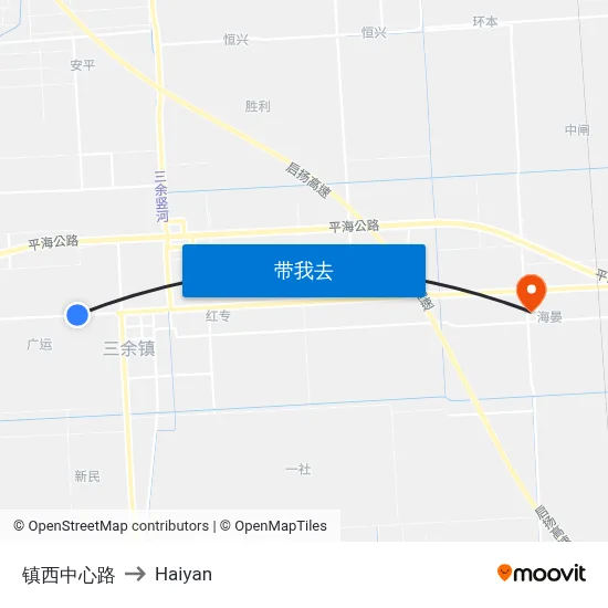 镇西中心路 to Haiyan map