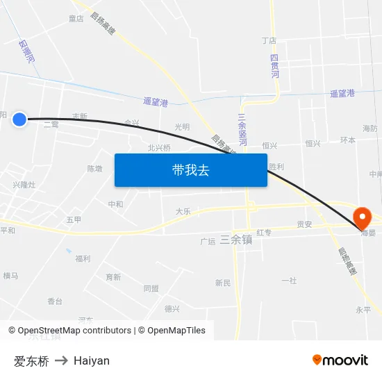 爱东桥 to Haiyan map