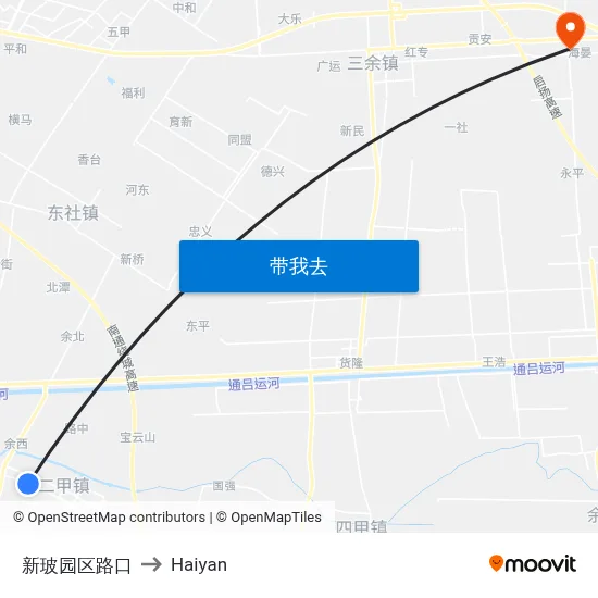 新玻园区路口 to Haiyan map