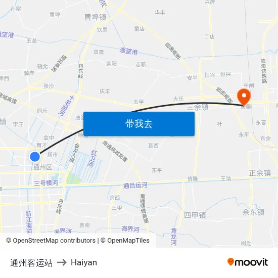 通州客运站 to Haiyan map