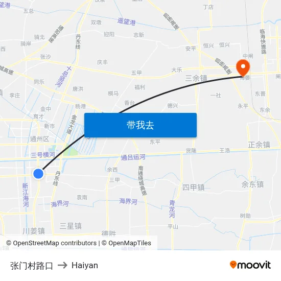 张门村路口 to Haiyan map