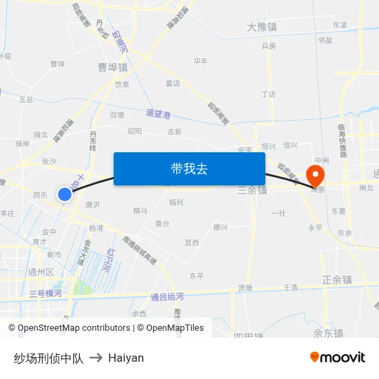 纱场刑侦中队 to Haiyan map