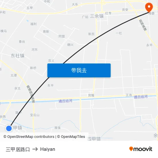 三甲居路口 to Haiyan map
