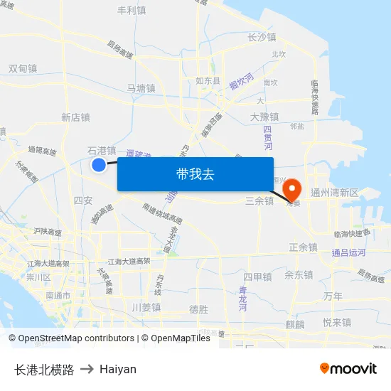 长港北横路 to Haiyan map
