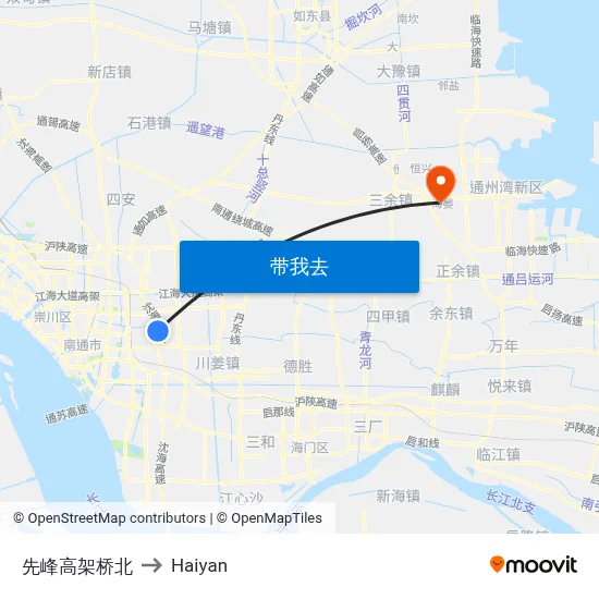 先峰高架桥北 to Haiyan map