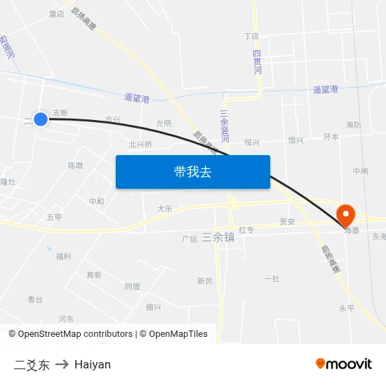 二爻东 to Haiyan map