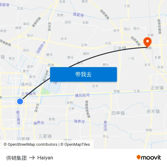供销集团 to Haiyan map